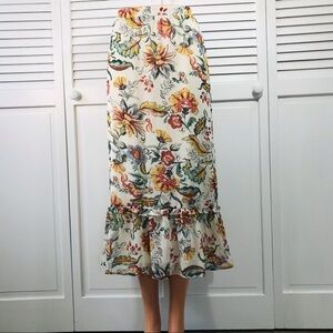2/$50 CJ BANKS Ivory Floral Midi Skirt Size 14W